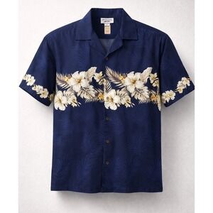 Pacific Legend Mens Hawaiian Shirt 2XL Cotton Floral Aloha Camp Made USA